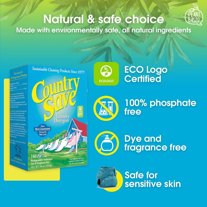 - HE Natural Laundry Detergent Clear and Free of Fillers and Chemicals - Sensitive Washing Detergent Safe for Babies - Country Save Laundry Detergent, 100 oz (160 loads) - Image 4